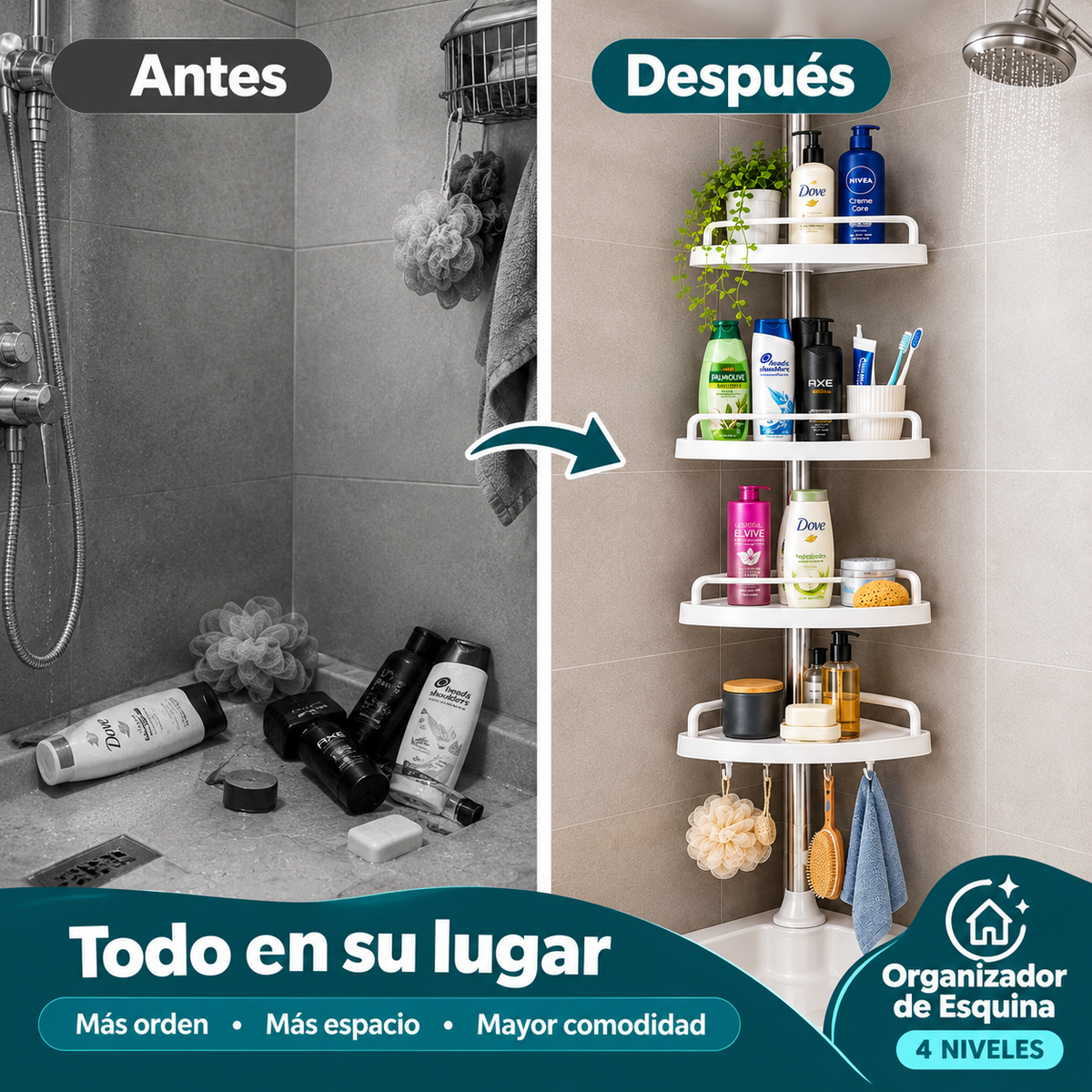 Organizador Esquinero Ducha 4 Niveles